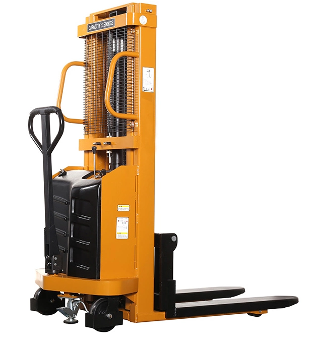 4 Meters Lifting Semi Electric Pallet Stacker Walking Type Electric Stacking Truck Forklift