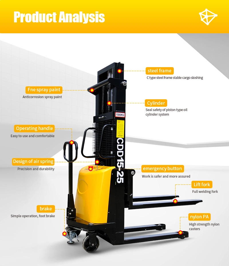 500kg 1000kg Van Self -Loading Semi Electric Stacker Portable Auto Lift Self Loading Pallet Forklift with Lithium Battery